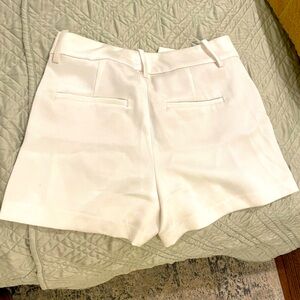 Alice and Olivia Cream High Waisted Satin Shorts